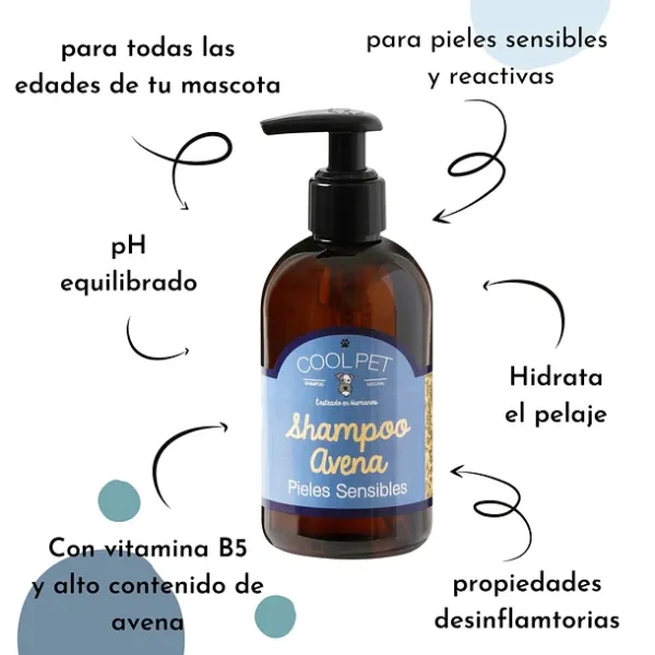 <strong>Cool Pet</strong> Baño Pieles Sensibles Shampoo y Acondicionador de Avena para Mascotas, Botellas de 250 ml - Imagen 3