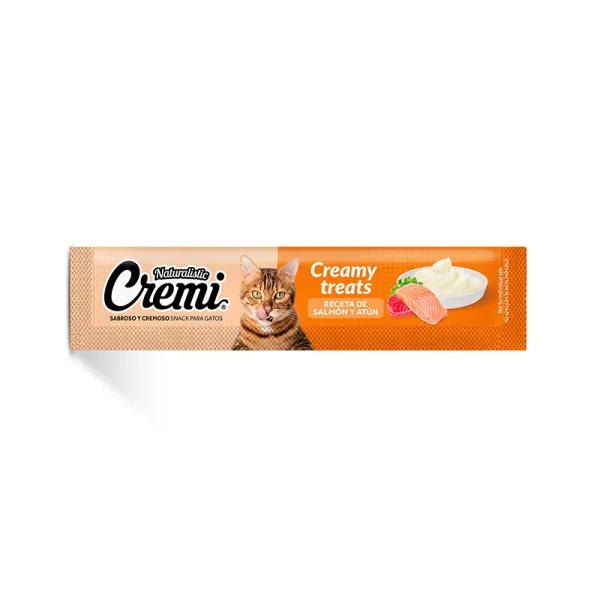 <strong>Naturalistic</strong> Cremi, Snack Húmedo para Gatos, Salmón y Atún, 60 gr, 5 unidades - Imagen 2