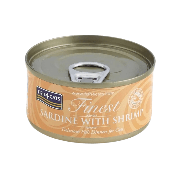 <strong>Fish 4 Cats</strong> Finest Alimento Húmedo para Gatos, Sardina con Camarones, 70 gr, en lata