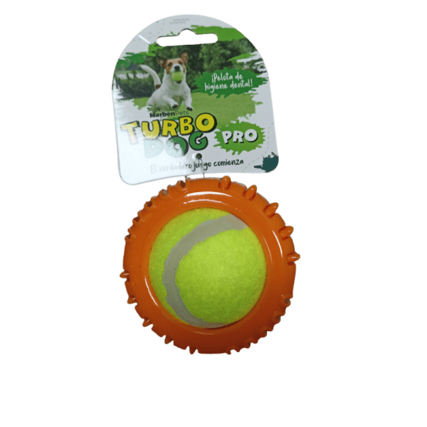 <strong>Turbo Dog</strong> Pro, Pelota de Higiene Dental para Perros, Caucho Resistente, Medidas 8.5 x 8.5 x 5 cm