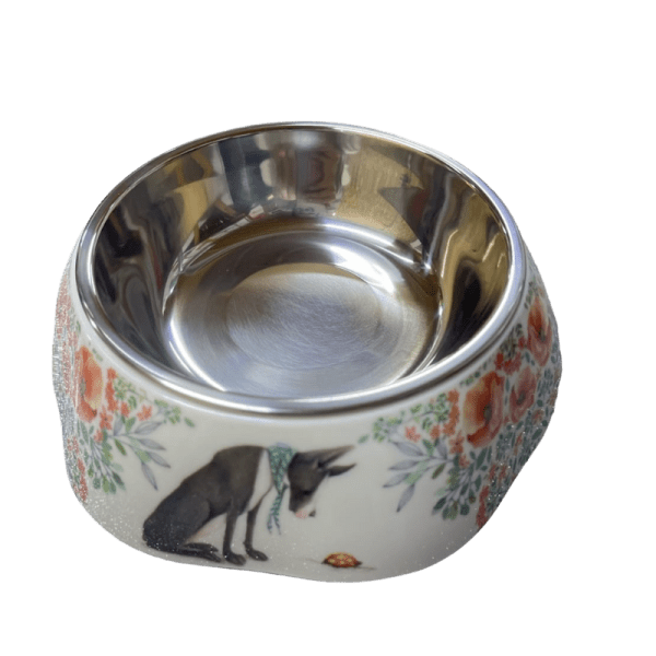 <strong>Wonder Pet</strong> Plato Melamina Acero Inox con Diseño, 340 ML – Flores