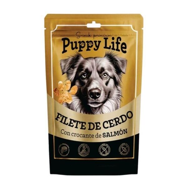 <strong>Puppy Life</strong> Filete de Cerdo con Crocante de Salmón, Snack para Perros, bolsa de 75 gr