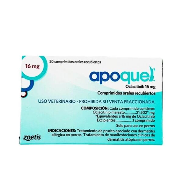 <strong>Apoquel</strong> (oclacitinib), Control Alergias, Picazón e Inflamación de Piel para Perros, 16 mg, 20 comprimidos