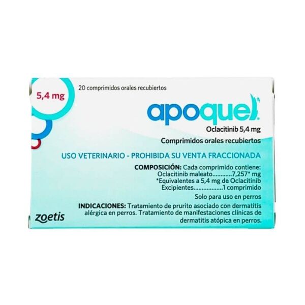 <strong>Apoquel</strong> (oclacitinib), Control Alergias, Picazón e Inflamación de Piel para Perros, 5.4 mg, 20 comprimidos