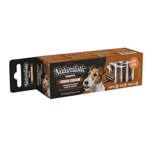 <strong>Naturalistic</strong> Biscuits Choco Cream, Galletas de Crema de Chocolate para Perros, caja de 120 gr