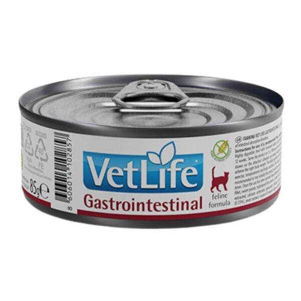 <strong>VetLife</strong> Gastrointestinal, Alimento Húmedo para Gatos Adultos, Trastornos Gastrointestinales Inflamatorios y Convalescencia, lata de 85 gr