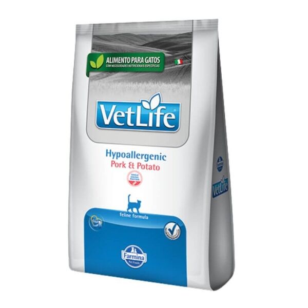 <strong>VetLife</strong> Hypoallergenic, Alimento Seco para Gatos con Intolerancias Alimentarias, Cerdo y Papa, bolsa de 400 gr