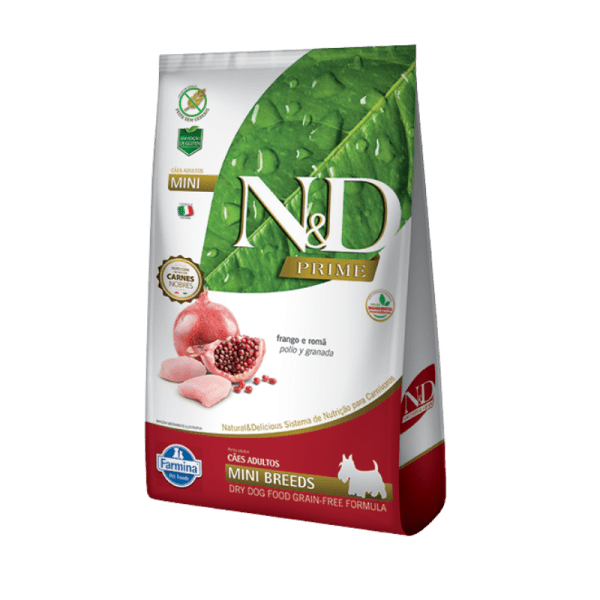 <strong>N&D</strong> Prime Adult Mini Breed, Alimento Seco para Perros Adultos, Raza Pequeña, Pollo y Granada, bolsa de 10.1 kg