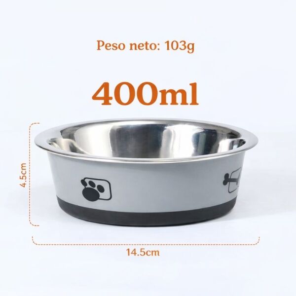 <strong>Guau!</strong> Plato de Acero Inoxidable con Diseño, Gris, Capacidad 400 ml - Imagen 2
