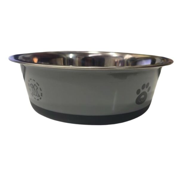 <strong>Guau!</strong> Plato de Acero Inoxidable con Diseño, Gris, Capacidad 400 ml