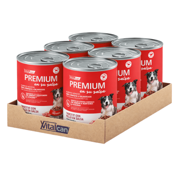 <strong>Pack: Vital Can Premium</strong> en su Salsa, Alimento Húmedo para Perro Adulto, Sabor a Trocitos con Pollo en Salsa, lata de 340 gr