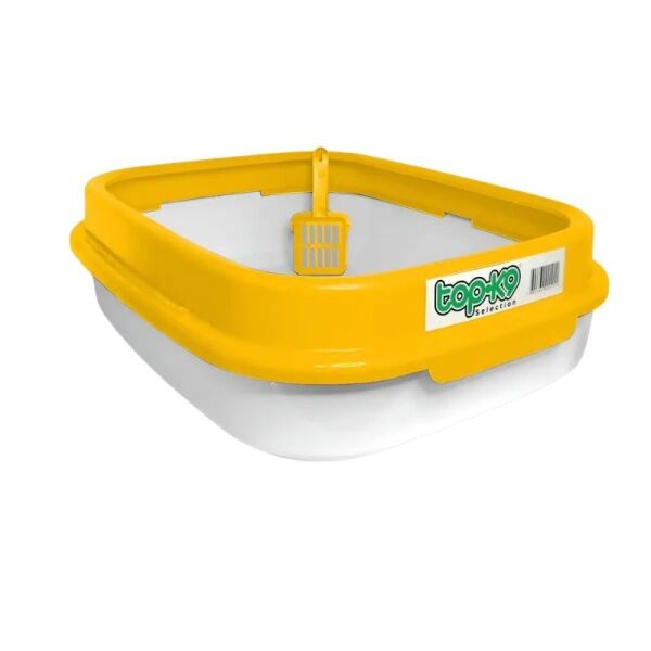 <strong>Top-K9</strong> Bandeja Sanitaria Jumbo con Borde y Pala, Medidas 53x43x17 cm, Color Amarillo/Blanco