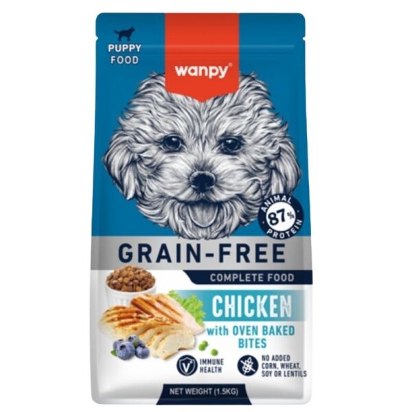 <strong>Wanpy</strong> Alimento Seco para Perros Cachorros, Todos los Tamaños, Pollo, bolsa de 1.5 kg