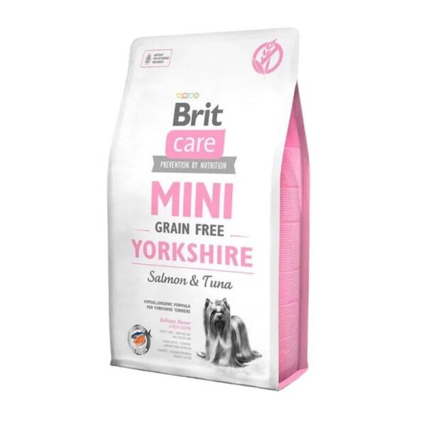 <strong>Brit Care</strong> Mini Grain Free Yorkshire, Alimento Seco para Perros, Raza Mini/Pequeña, Salmón y Atún Libre de Granos, bolsa de 2-7 kg