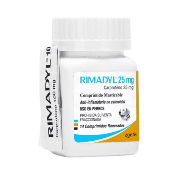 <strong>Rimadyl</strong> Antiinflamatorio, Alivio Dolor Osteoartritis y Postquirúrguico para Perros, 25 mg, 14 comprimidos masticables