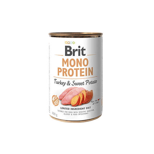 <strong>Brit</strong> Mono Protein Alimento Húmedo para Perros Paté Mono Proteico, Pavo y Camote, lata de 400 gr
