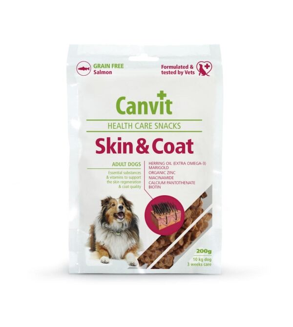 <strong>Canvit</strong> Skin & Coat, Snack para Perros Salmón, Piel y Pelaje, bolsa de 200 gr