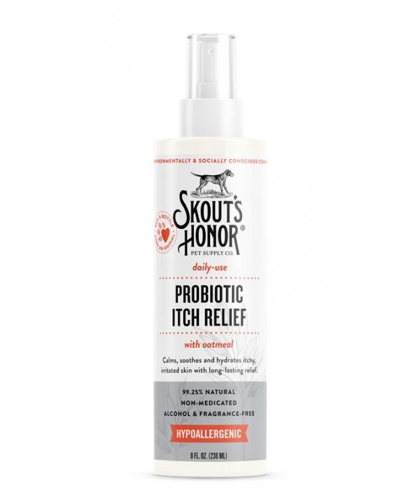 <strong>Skout’s Honor</strong> Probiotic Itch Relief Spray, Calmante Natural para Picazón en Perros y Gatos, botella de 236 ml