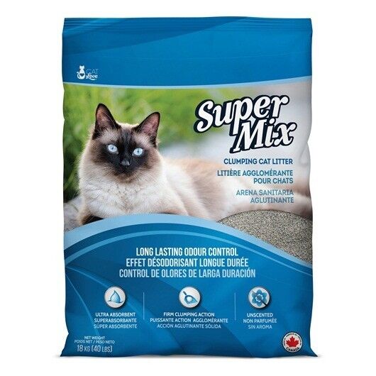 <strong>Cat Love</strong> Super Mix Arena Sanitaria para Gatos, Aglutinante con Bentonita, Ultra Absorbente, sin Aroma, bolsa de 18 kg