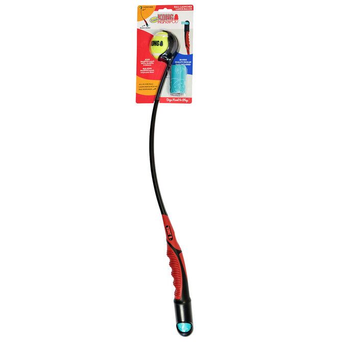 <strong>KONG</strong> Handipod Launch, Lanzador de Pelota con Dispensador de Bolsas para Perros, Longitud 70 cm