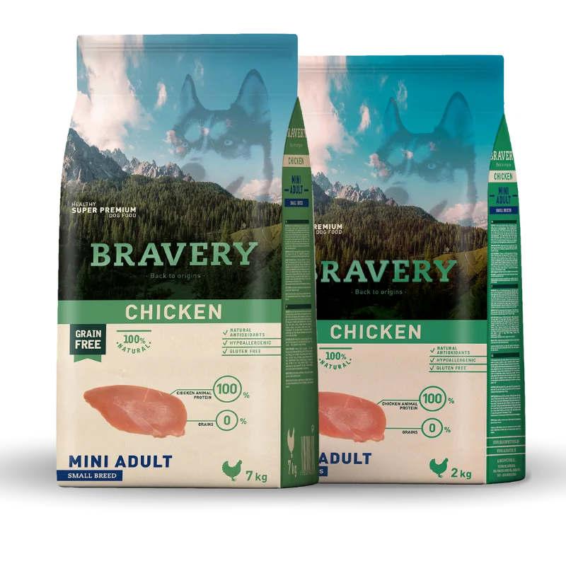 <strong>Bravery</strong> Chicken Alimento Seco para Perros, Adulto, Raza Mini/Pequeña, Pollo, bolsa de 2-7 kg
