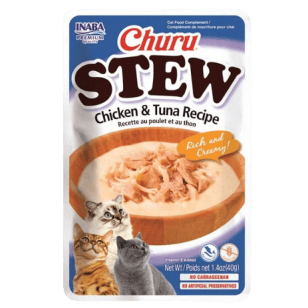 <strong>Inaba</strong> Churu Stew, Snack Húmedo y Cremoso para Gatos, Pollo y Atún, sachet de 40 gr