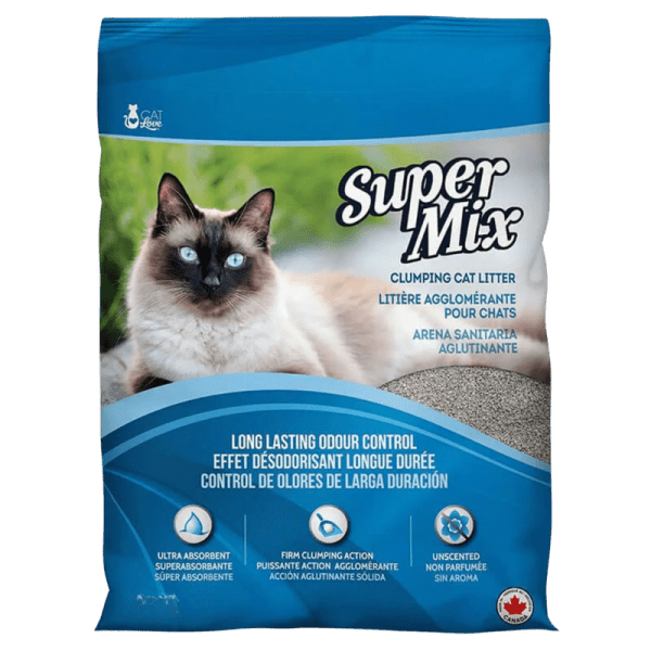 <strong>Cat Love</strong> Super Mix Arena Sanitaria para Gatos, Aglutinante con Bentonita, Ultra Absorbente, sin Aroma, bolsa de 7.5 kg