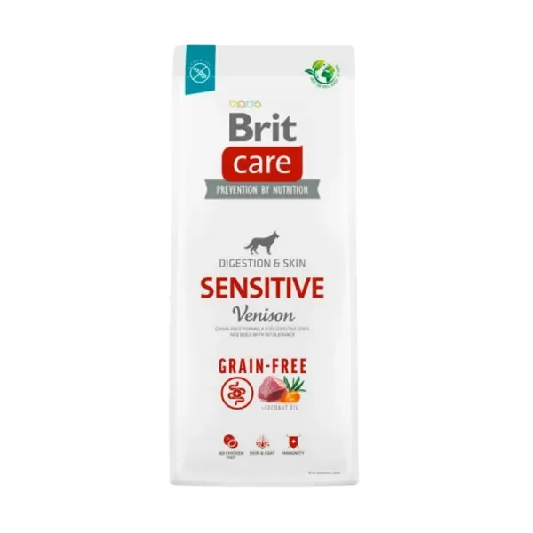 <strong>Brit Care</strong> Sensitive Venison, Alimento Seco Hipoalergénico Libre de Granos para Perros, Digestión y Pelaje, Venado, bolsa de 1-3-12 kg