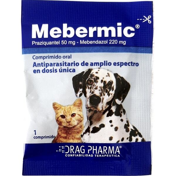 <strong>Mebermic</strong> Antiparasitario Interno para Perros y Gatos, 1 comprimido (dosis cubre 10 kg)