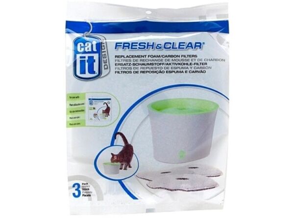 <strong>Catit</strong> Fresh & Clear, Filtro de Repuesto para Fuentes Bebederas de Gatos, Pack de 3 Unidades