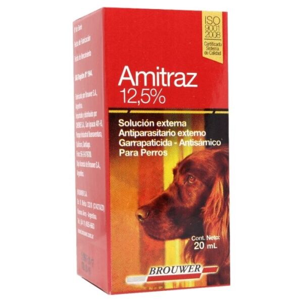 <strong>Amitraz</strong> 12.5% Solución Tópica, Antiparasitario Externo para Perros, botella de 20 ml