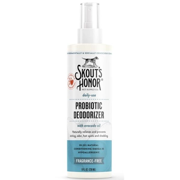 <strong>Skout's Honor</strong> Sin Perfume, Desodorante Probiótico en Spray para Perros y Gatos, Uso Diario, 236 ml