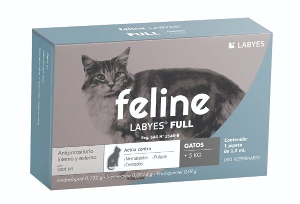<strong>Feline</strong> Labyes Full Solución Tópica, Antiparasitario Interno y Externo para Gatos, 1 pipeta (dosis mensual)