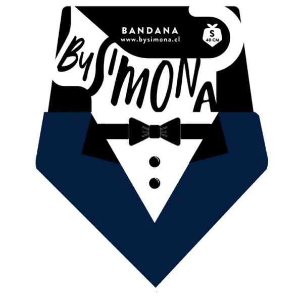 <strong>By Simona</strong> Bandana Esmoquin Azul, Bandana de Algodón con Collar Removible, Tallas S a L