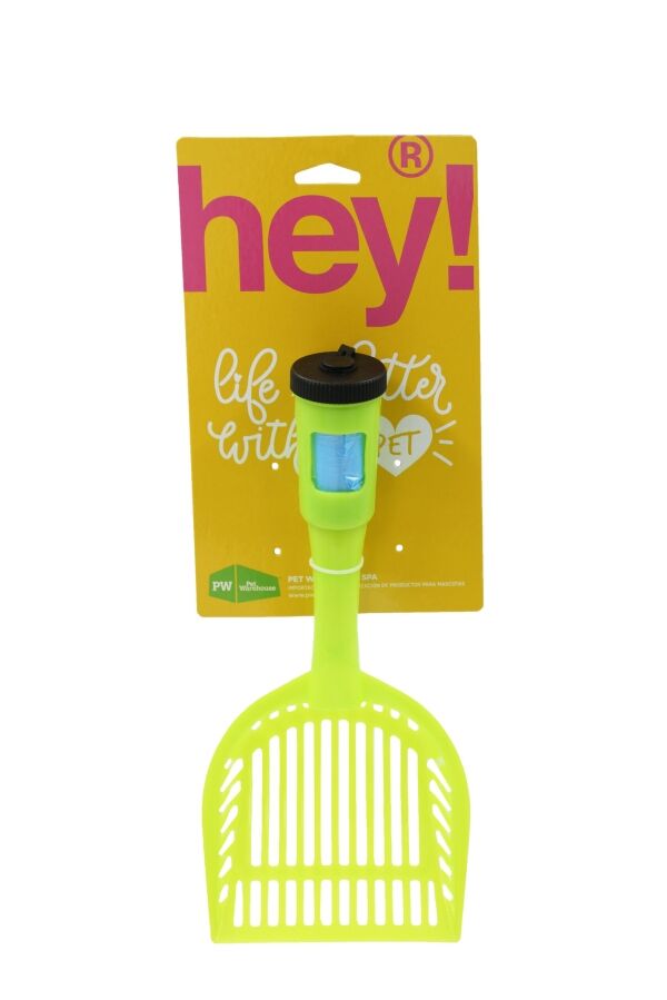 <strong>Hey!</strong> Pala con Dispensador de Bolsas para Gatos, Verde Flúor