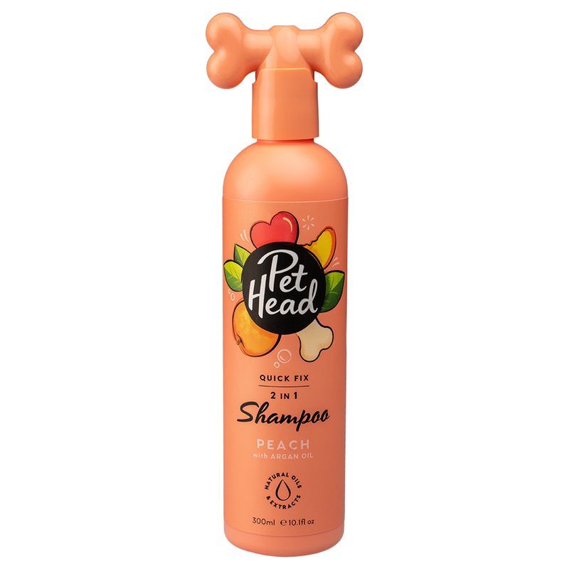 <strong>Pet Head</strong> Quick Fix Dos en Uno, Shampoo y Acondicionador para Perros con Aceite de Jojoba y Argán, Aroma Melocotón, 475 ml