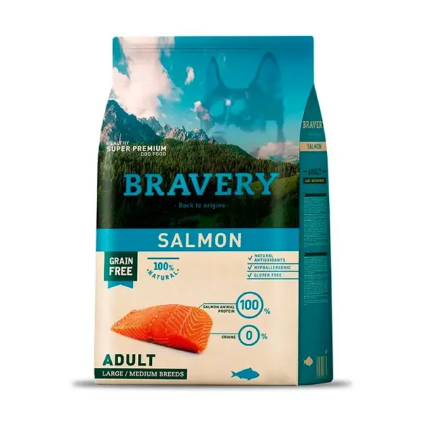 <strong>Bravery</strong> Salmon, Alimento Seco para Perros, Adulto, Raza Mediana/Grande, Salmón, bolsa de 4-12 kg