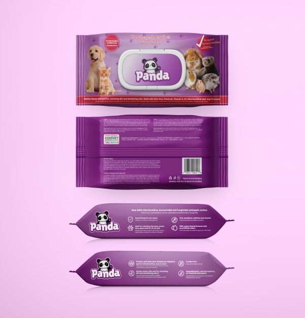 <strong>Panda</strong> Toallitas Húmedas Hipoalergénicas para Perros y Gatos, con Clorhexidina y Mirra, 100 Unidades - Imagen 2