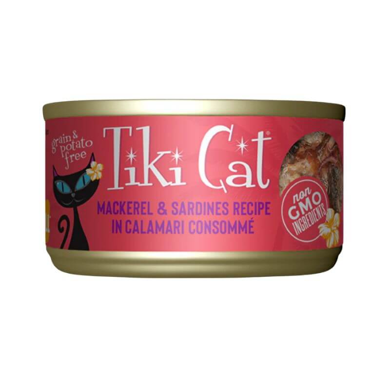 <strong>Tiki Cat</strong> Makaha Grill Mackerel & Sardines, Alimento Húmedo para Gatos, Caballa y Sardinas, lata de 80 gr