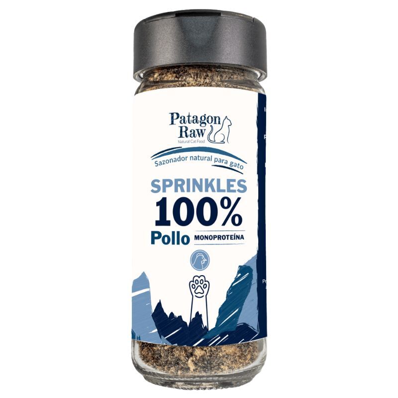 <strong>Patagon Raw</strong> Sprinkles 100% Pollo, Sazonador en Polvo para Gatos, Pollo, pote de 60 gr