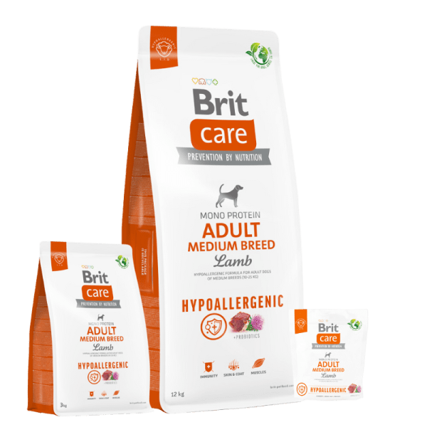 <strong>Brit Care</strong> Alimento Seco para Perros Hipoalergénico, Adulto, Raza Mediana, Cordero, bolsa de 1-3-12 kg
