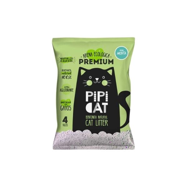 <strong>Pipi Cat</strong> Arena Sanitaria Aglutinante para Gatos, Aroma Menta, Bolsa 4 kg