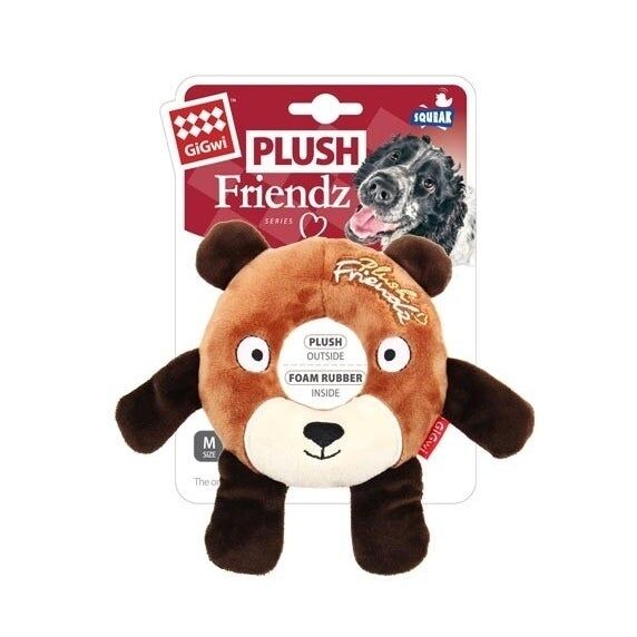 <strong>GiGwi</strong> Plush Friendz Ring Series Bear, Oso de Juguete de Felpa para Perros, Anillo de Goma Interior