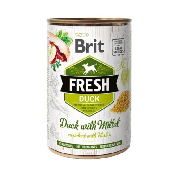 <strong>Brit Fresh</strong> Duck with Millet, Alimento Húmedo para Perros, Pato con Mijo, lata de 400 gr