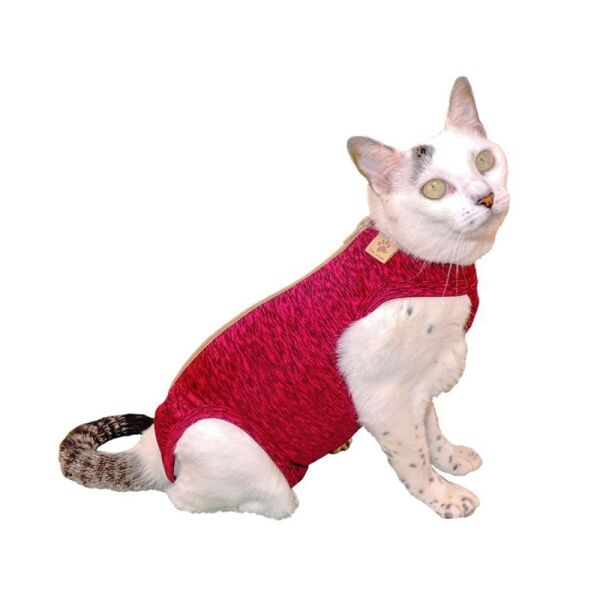 <strong>Pet Med</strong> Body Rosa, Ropa Protectora y Posquirúrgica para Gatos, Tecnología UV50+ y Antimicrobiana
