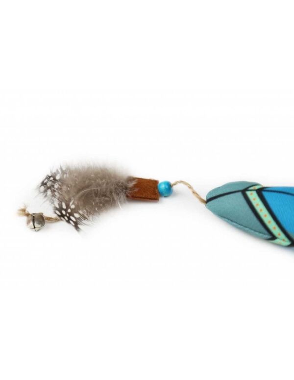 <strong>BRNX</strong> Juguete Maxi Pluma Boho Celeste para gatos con hierba gatera y pluma, 28 cm aprox - Imagen 4
