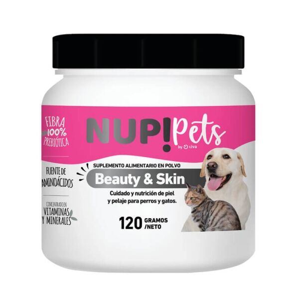 <strong>NUP! Pets</strong> Beauty & Skin, Suplemento para Piel, Pelaje y Uñas en Perros y Gatos, pote de 120 gr