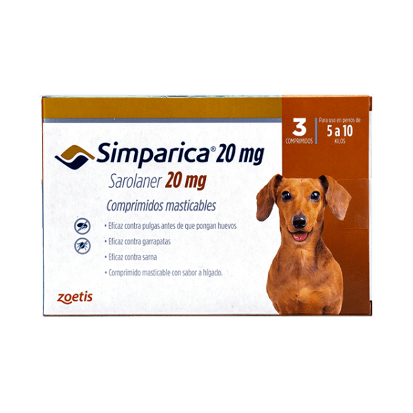 <strong>Simparica</strong> Antiparasitario Externo para Perros, 5-10 kg, 1-3 comprimidos masticables (dosis mensuales) - Imagen 2