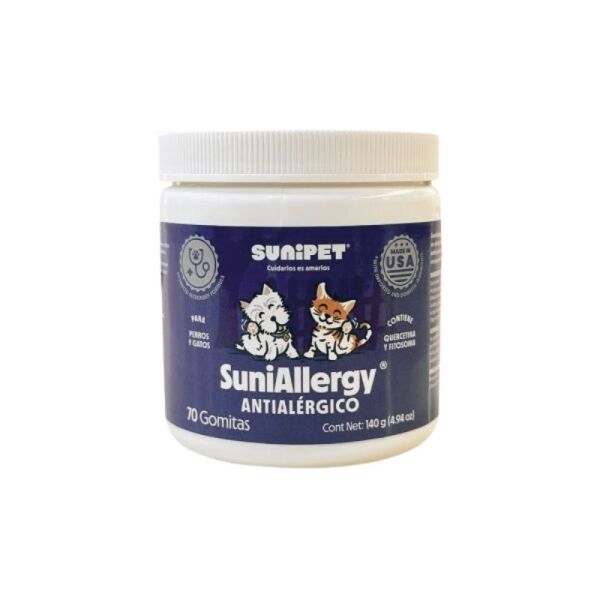 <strong>Sunipet</strong> SuniAllergy, Suplemento Natural para Alergias y Fortalecimiento Sistema Inmunológico para Perros y Gatos, 70 comprimidos masticables
