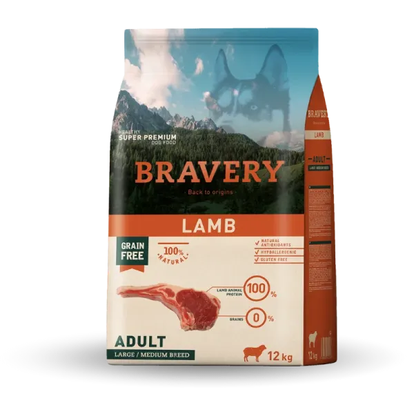 <strong>Bravery</strong> Lamb, Alimento Seco para Perros, Adulto, Raza Mediana/Grande, Cordero, bolsa de 4-12 kg